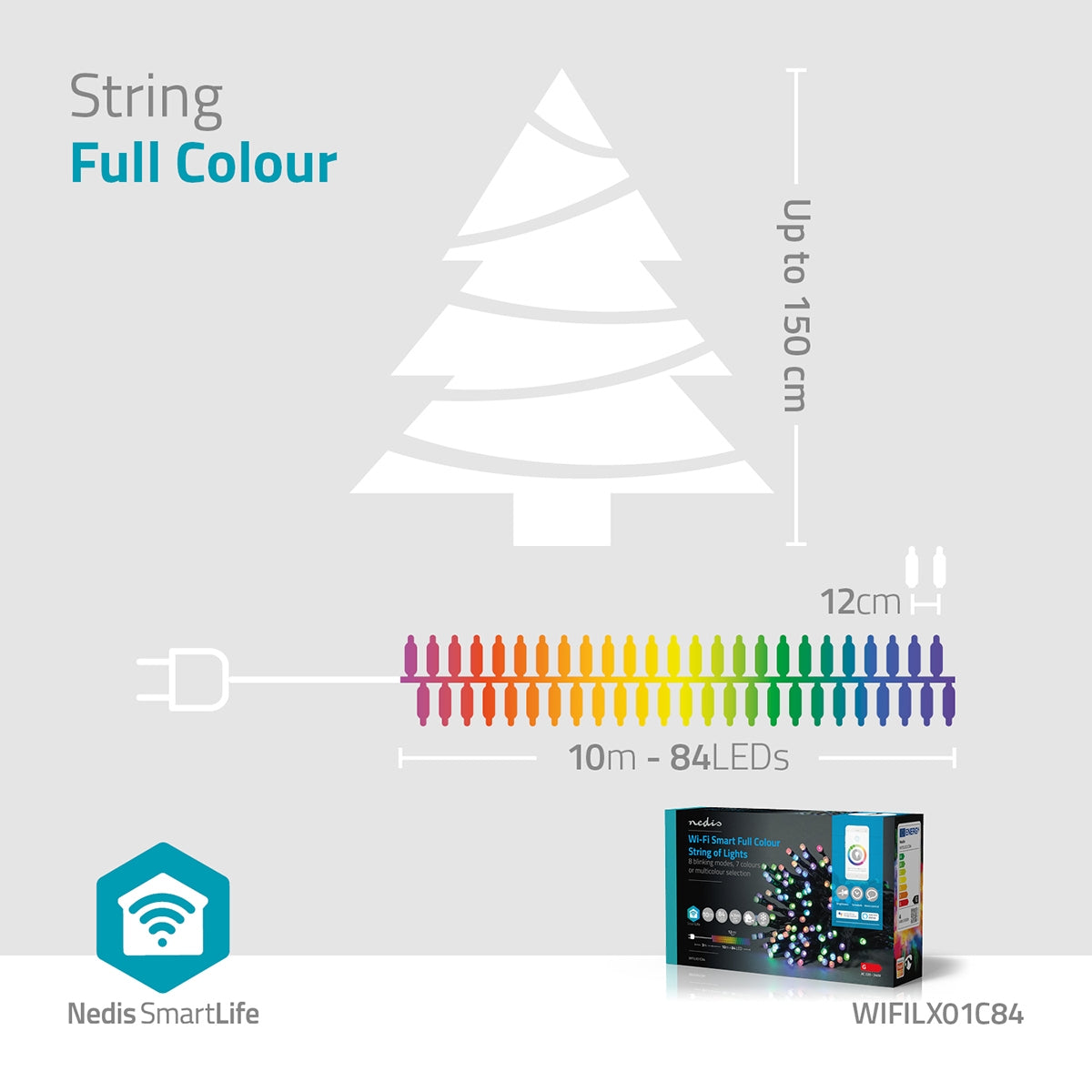 SmartLife Christmas Lighting | String | Wi-Fi | RGB | 84 LEDs | 10.0 m | Android™ / IOS