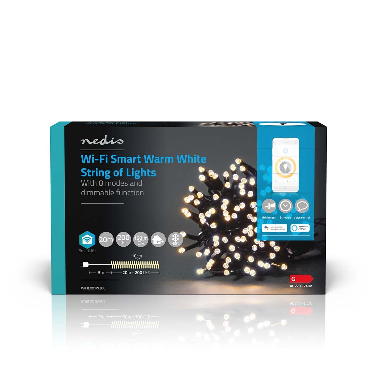 SmartLife Christmas Lighting | String | Wi-Fi | Warm White | 200 LEDs | 20.0 m | Android™ / IOS