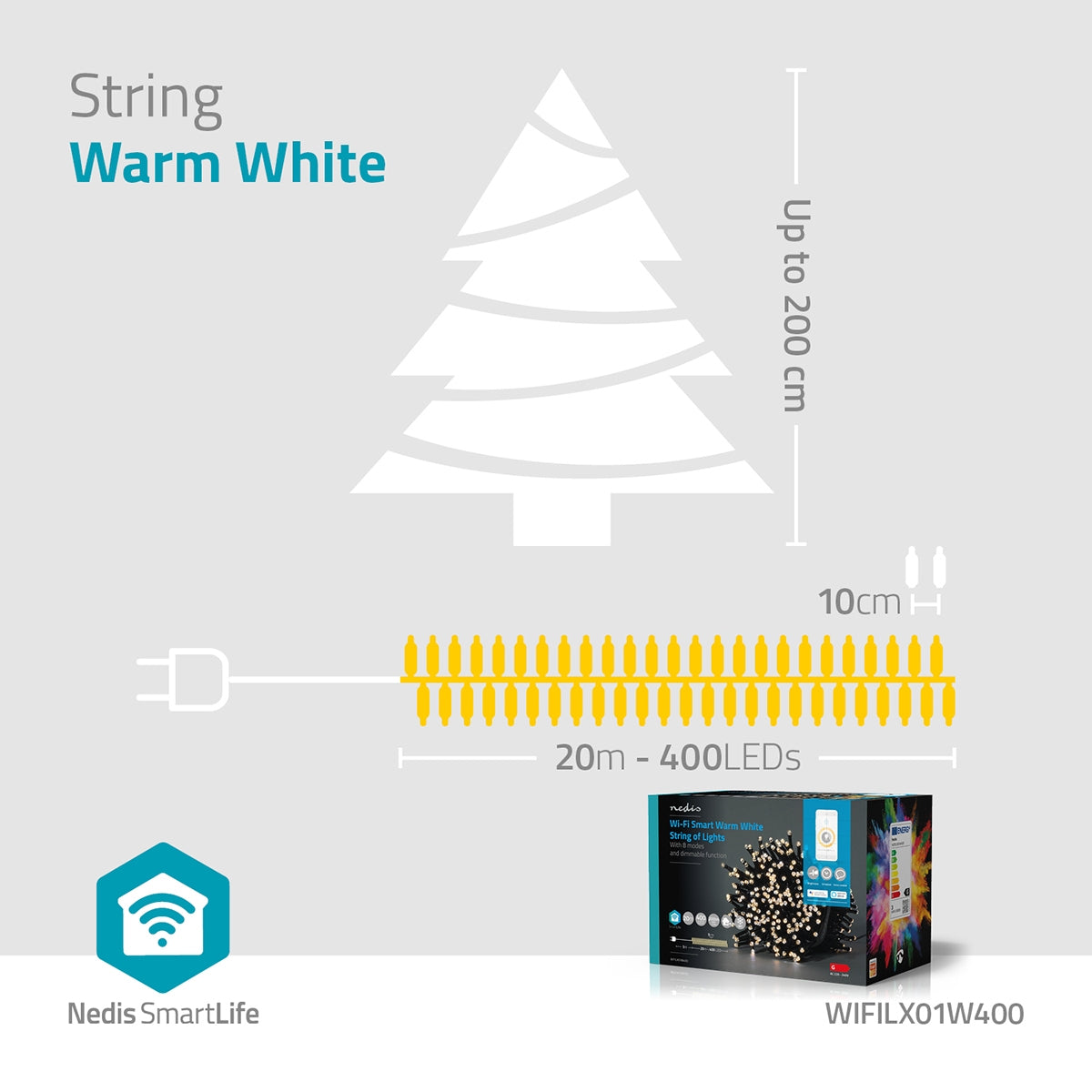 SmartLife Christmas Lighting | String | Wi-Fi | Warm White | 400 LEDs | 20.0 m | Android™ / IOS