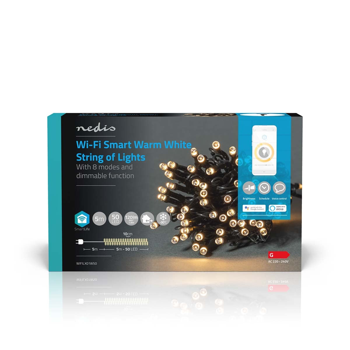 SmartLife Christmas Lighting | String | Wi-Fi | Warm White | 50 LEDs | 5.00 m | Android™ / IOS