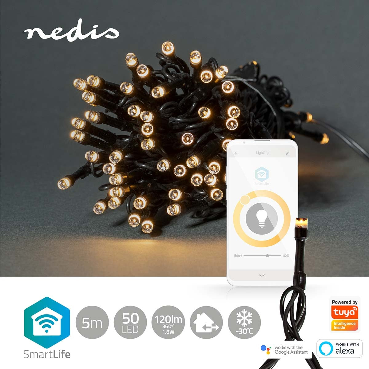 SmartLife Christmas Lighting | String | Wi-Fi | Warm White | 50 LEDs | 5.00 m | Android™ / IOS