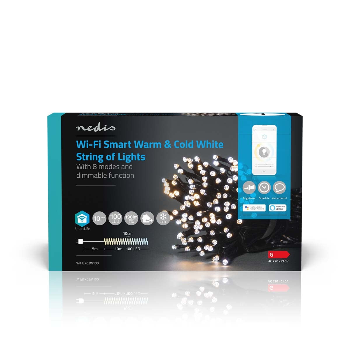 SmartLife Christmas Lighting | String | Wi-Fi | Warm to cool white | 100 LEDs | 10.0 m | Android™ / IOS