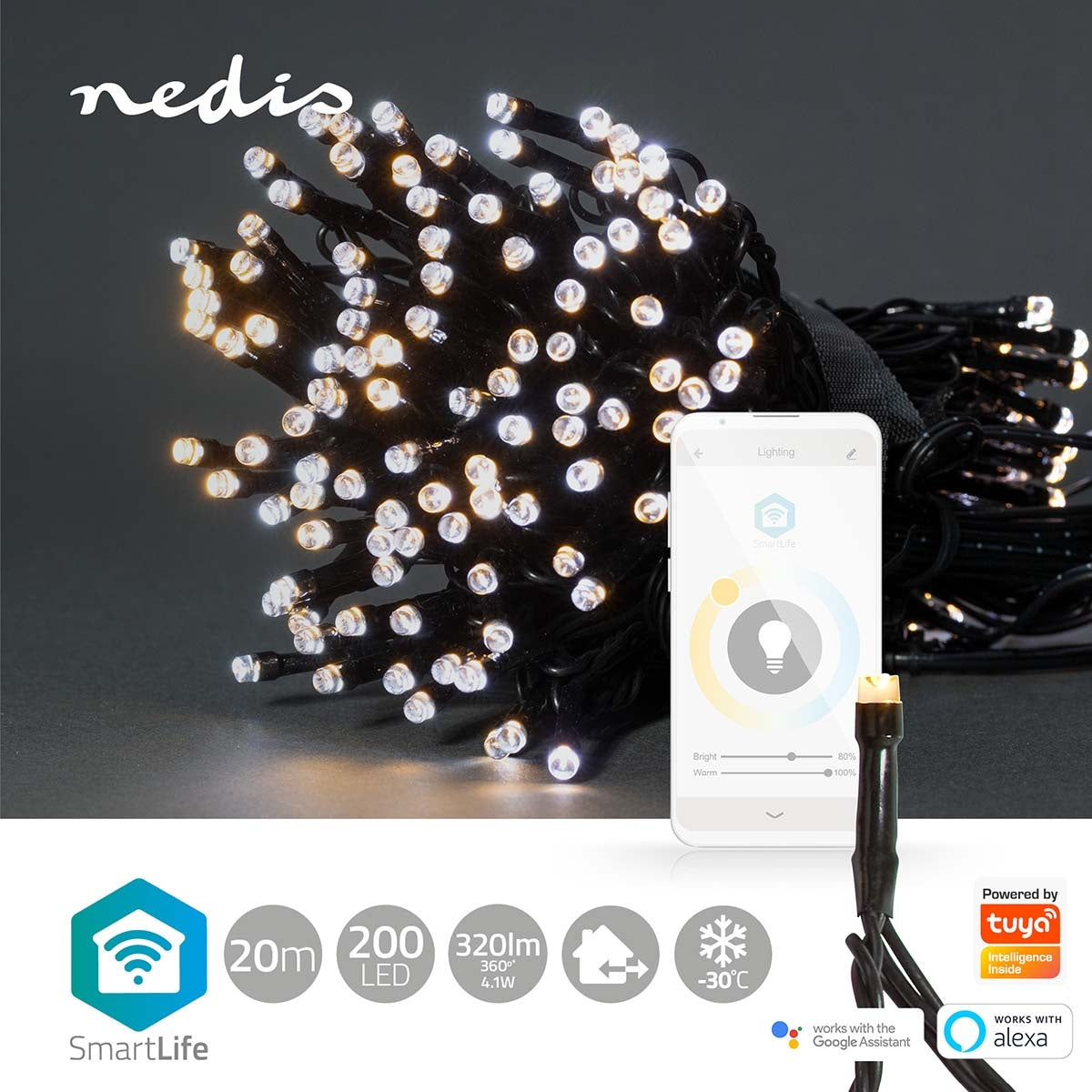 SmartLife Christmas Lighting | String | Wi-Fi | Warm to cool white | 200 LEDs | 20.0 m | Android™ / IOS