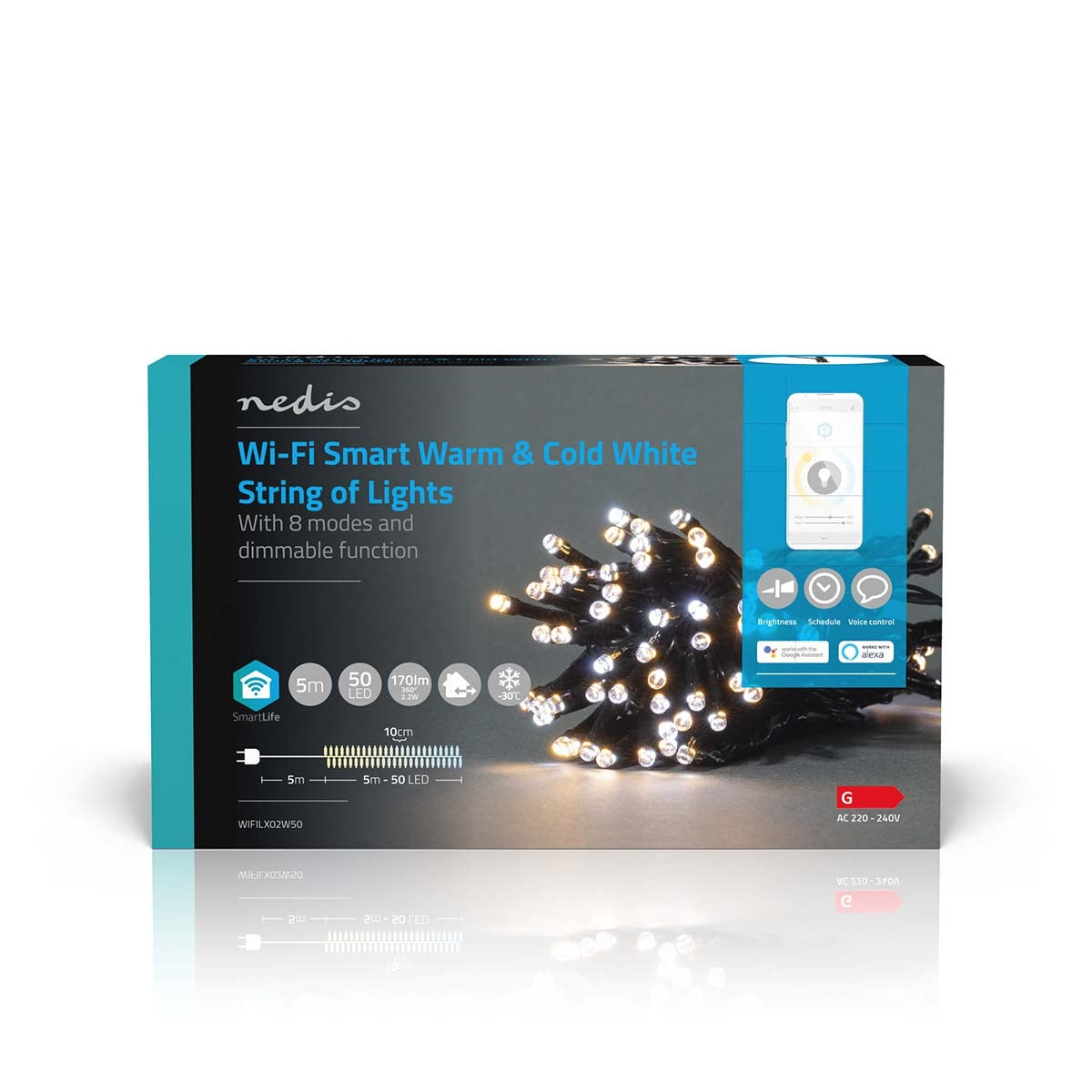 SmartLife Christmas Lighting | String | Wi-Fi | Warm to cool white | 50 LEDs | 5.00 m | Android™ / IOS