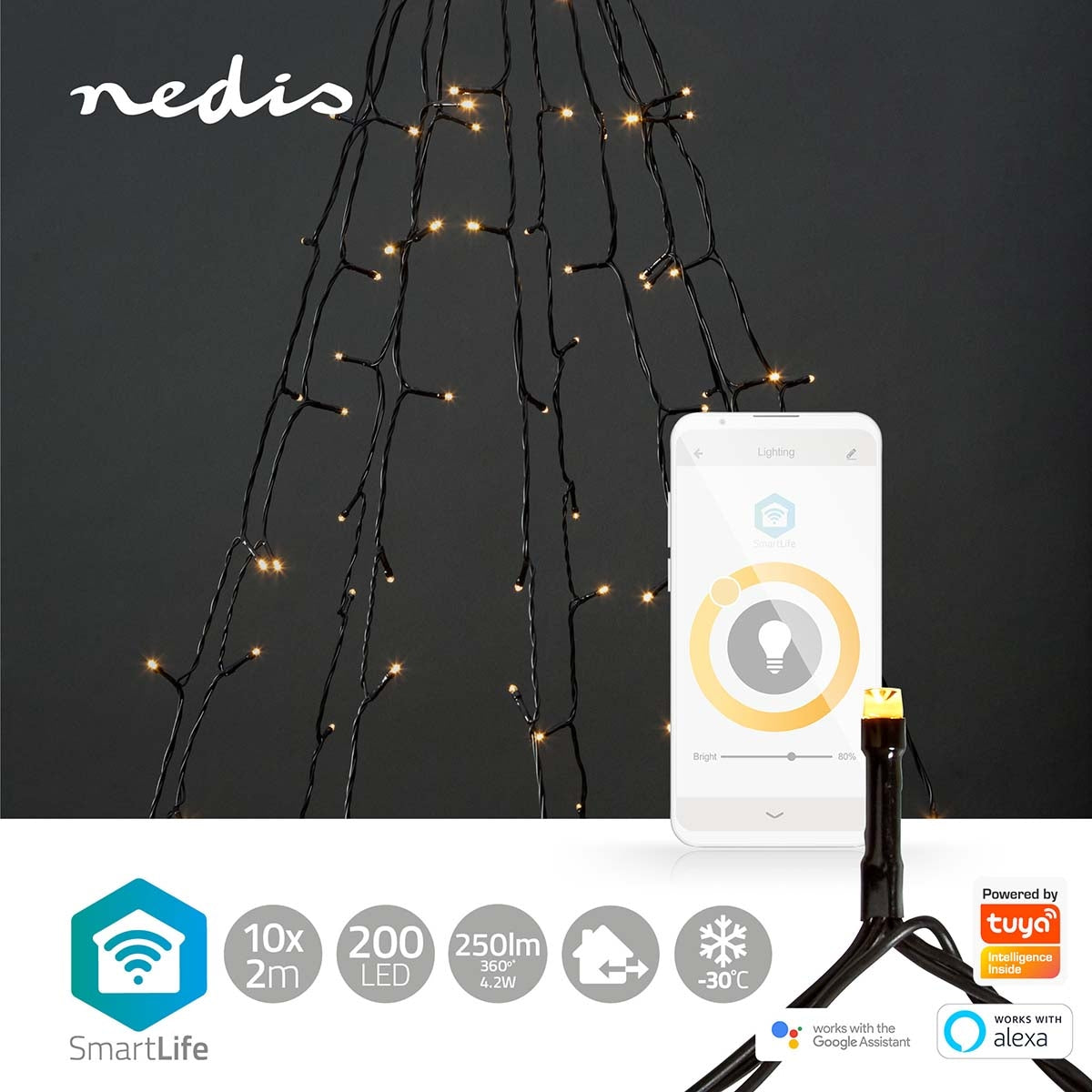 SmartLife Christmas Lighting | Tree | Wi-Fi | Warm White | 200 LEDs | 20.0 m | 10 x 2 m | Android™ / IOS