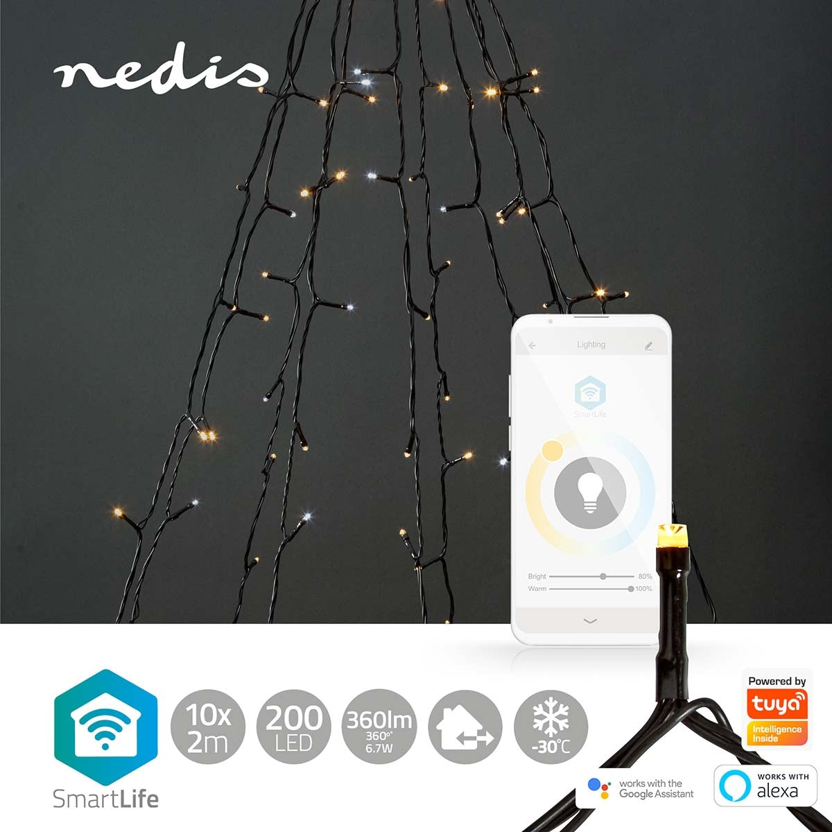 SmartLife Christmas Lighting | Tree | Wi-Fi | Warm to cool white | 200 LEDs | 20.0 m | 10 x 2 m | Android™ / IOS