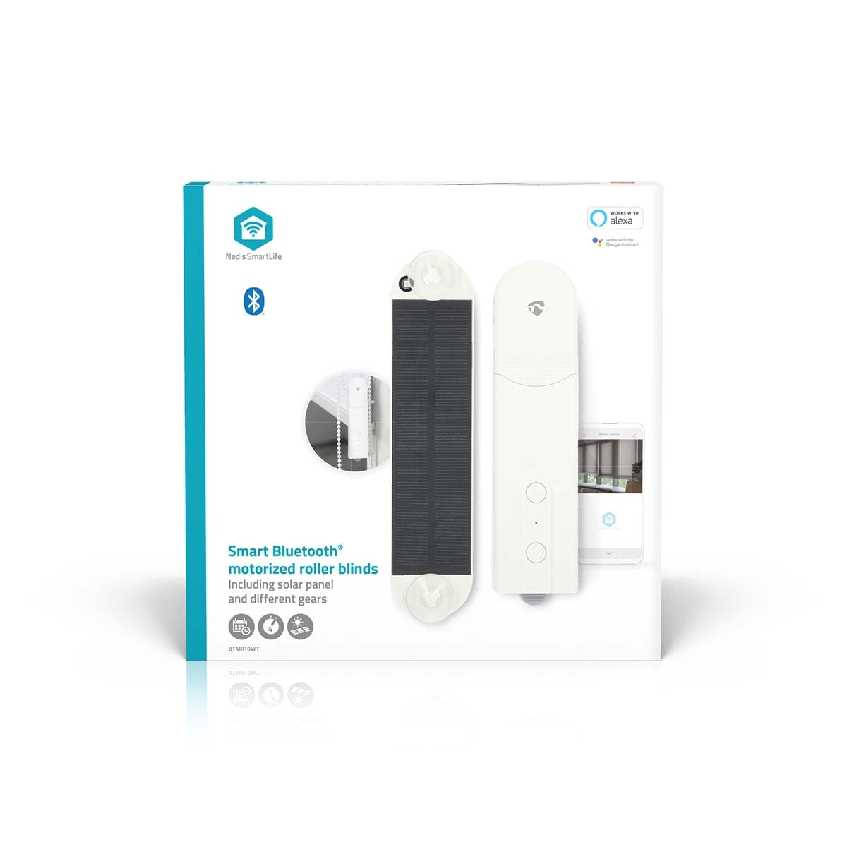 SmartLife Curtain Robot | Cable System | Panel curtains / Roller blinds / Roman blinds | Mains Powered / Solar Powered | 2000 mAh | Bluetooth® | White