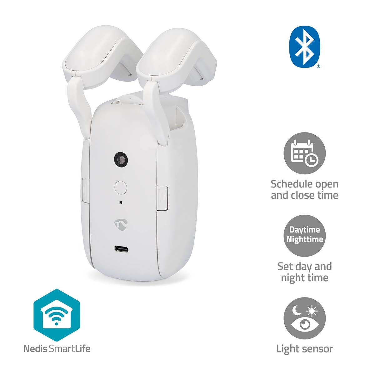 SmartLife Curtain Robot | Rod Rail | Curtains / Drapes | Battery Powered / USB Powered | 4000 mAh | Bluetooth® | White