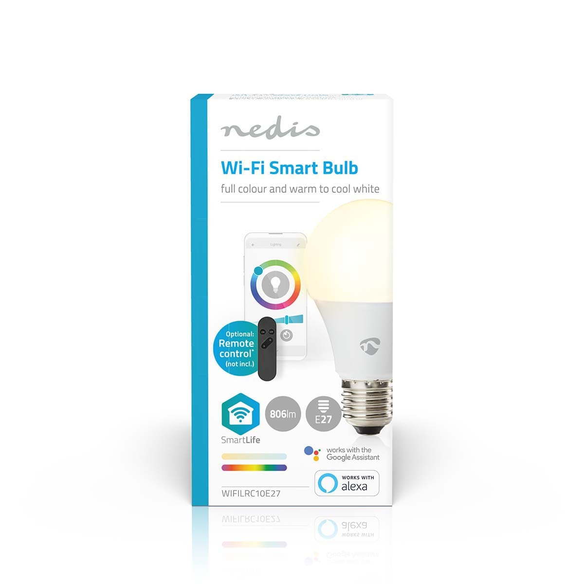 SmartLife Full Color Light Bulb | Wi-Fi | E27 | 806 lm | 9 W| RGB / Warm to cool white | 2700 - 6500 K | Android™ / IOS | Light bulb | 1 pc.