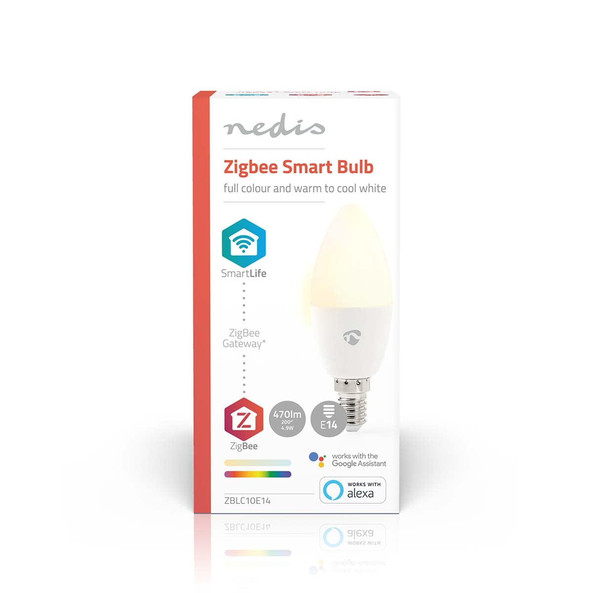 SmartLife Full Color Light Bulb | Zigbee 3.0 | E14 | 470 lm | 4.9 W| RGB / Warm to cool white | 2200 - 6500 K | Android™ / IOS | Light | 1 pc.