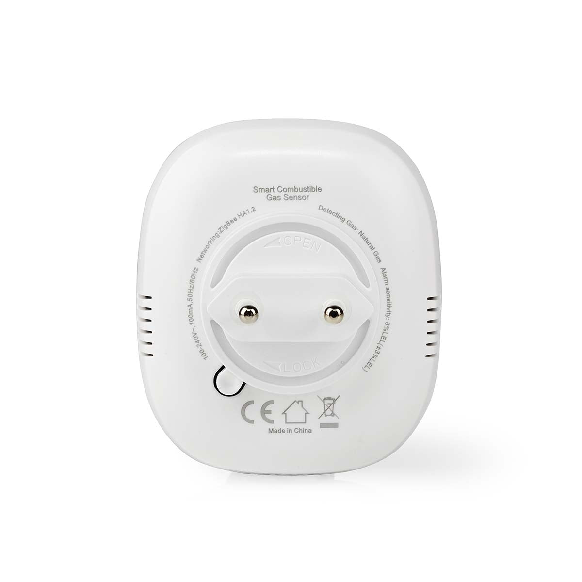 SmartLife Gas Detector | Zigbee 3.0 | Power adapter | Donor life cycle: 5 years | EN 50194-1:2009 | Android™ / IOS | With test button | 75 dB| White