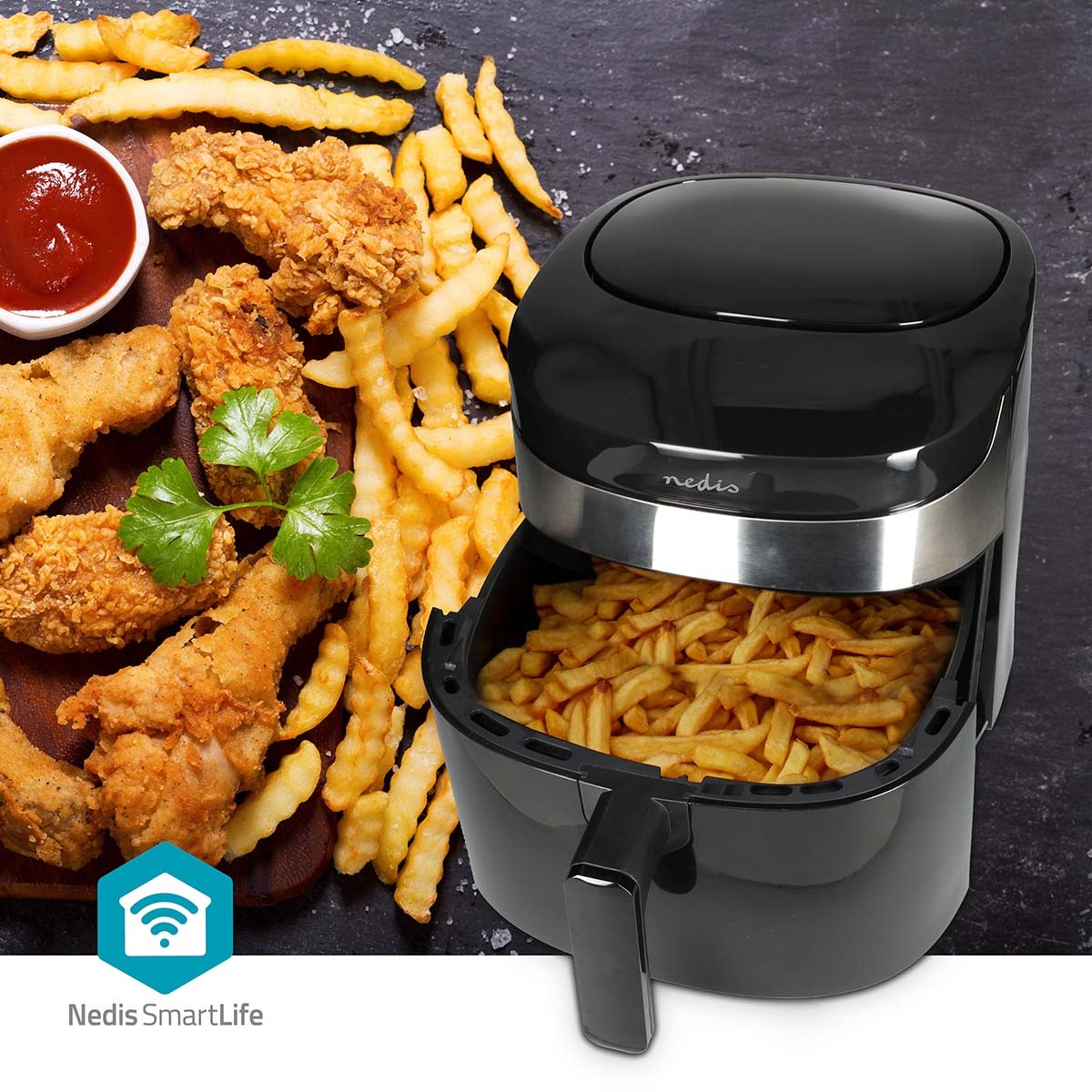SmartLife Hot Air Fryer | Wi-Fi | 7,2 l | Timer: 240 min | Number of preset programs: 8 | Digital | Android™ / IOS | Black