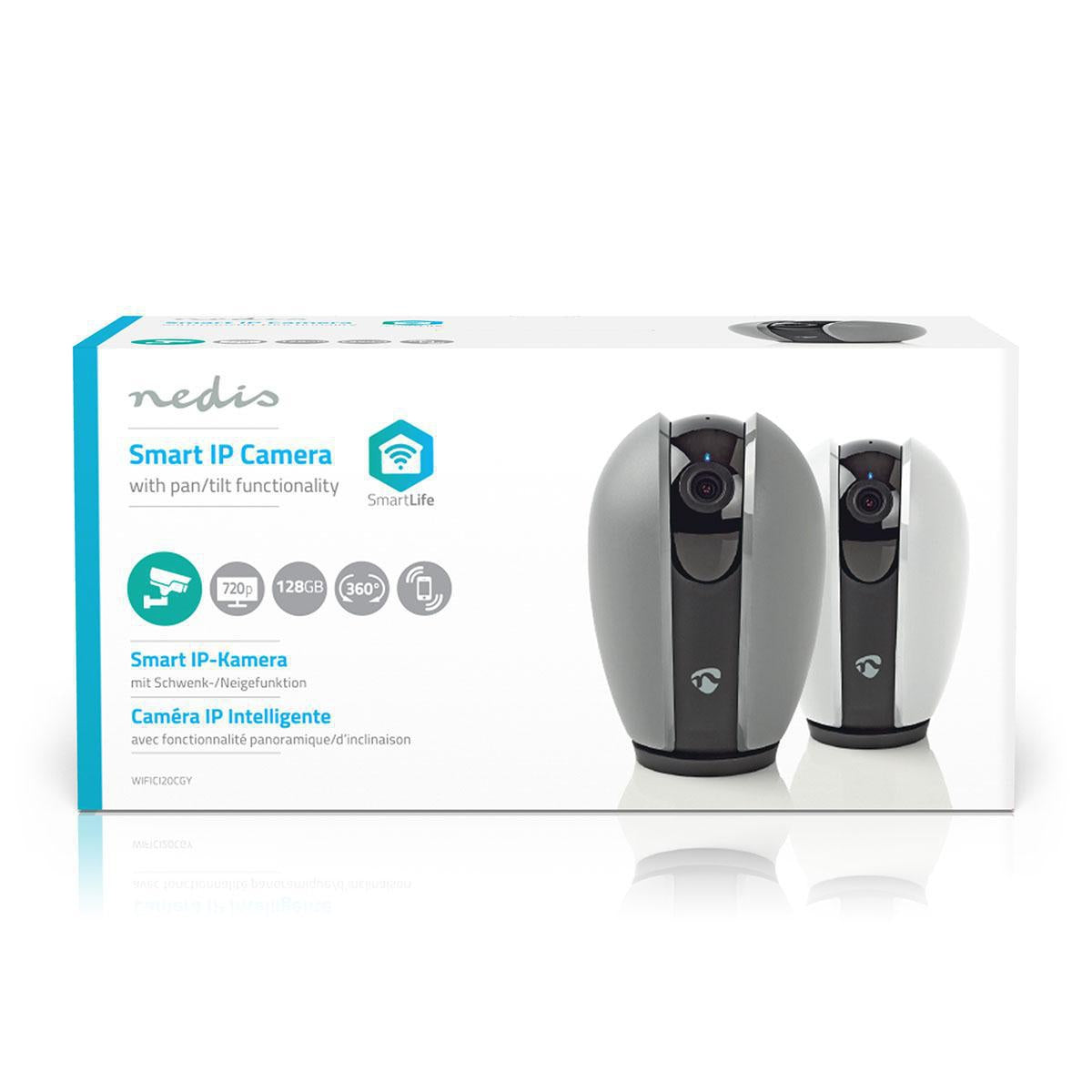 SmartLife Indoor Camera | Wi-Fi | HD 720p | Pan tilt | microSD (not included) / Cloud storage (optional) | With motion sensor | Night Vision | Grey/White