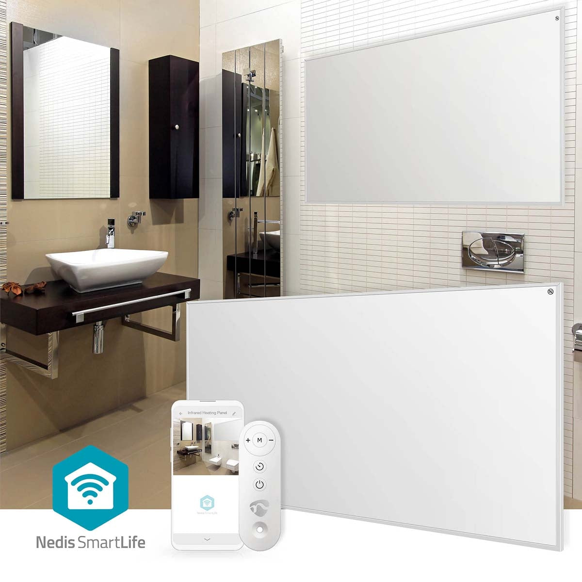 SmartLife Infrared Heating Panel | 700 W | 1 Heat Setting | Adjustable thermostat | Remote control | IP44 | White