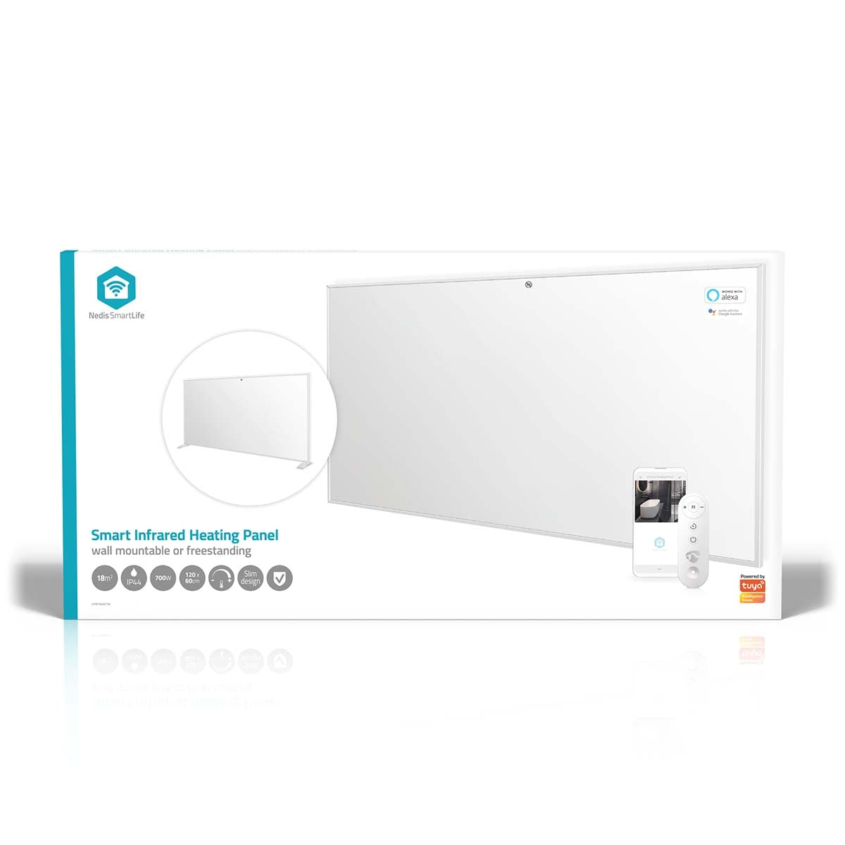 SmartLife Infrared Heating Panel | 700 W | 1 Heat Setting | Adjustable thermostat | Remote control | IP44 | White