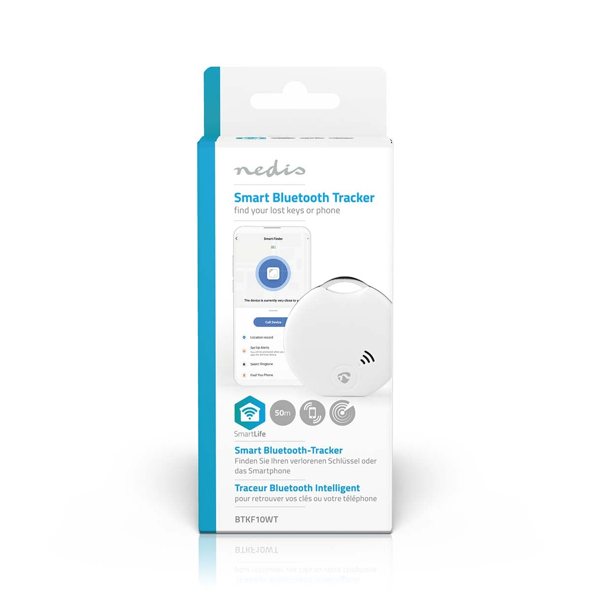 SmartLife Key Finder | Battery powered | 1x CR2032 | batteries included | Bluetooth® version: 4.0 | Battery life up to: 1 year | White | 1 pc.