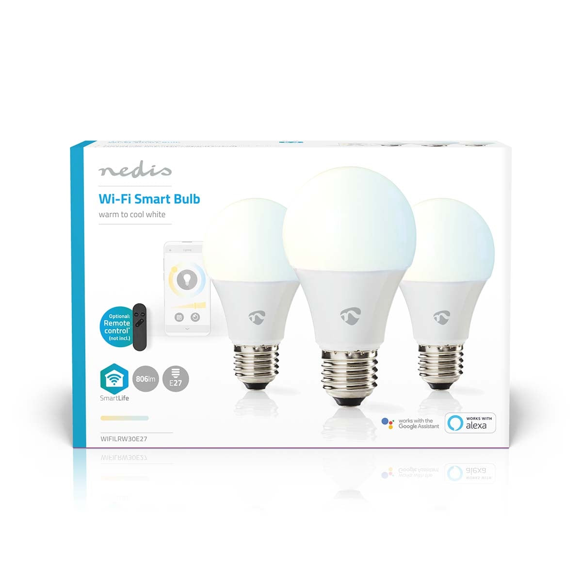 SmartLife LED Lamps | Wi-Fi | E27 | 806 lm | 9 W| Warm to cool white | 2700 - 6500 K | Android™ / IOS | Light bulb | 3 pcs.