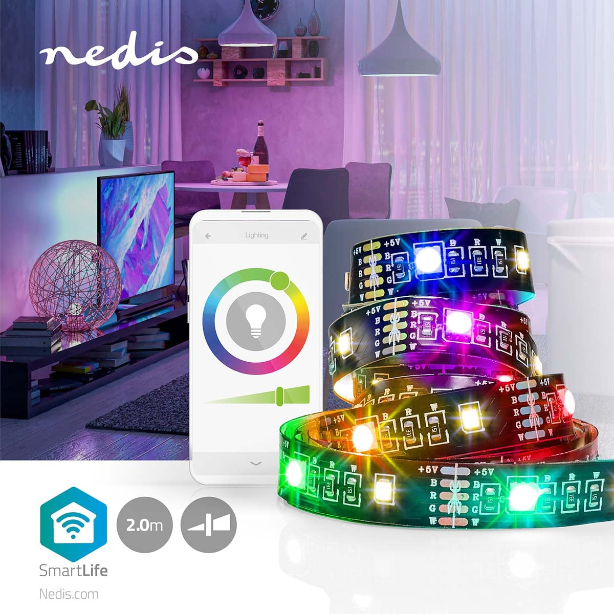 SmartLife LED Strip | Bluetooth® | RGB / Warm White | SMD | 2.00 m | IP20 | 2700 K| 380 lm | Android™ / IOS