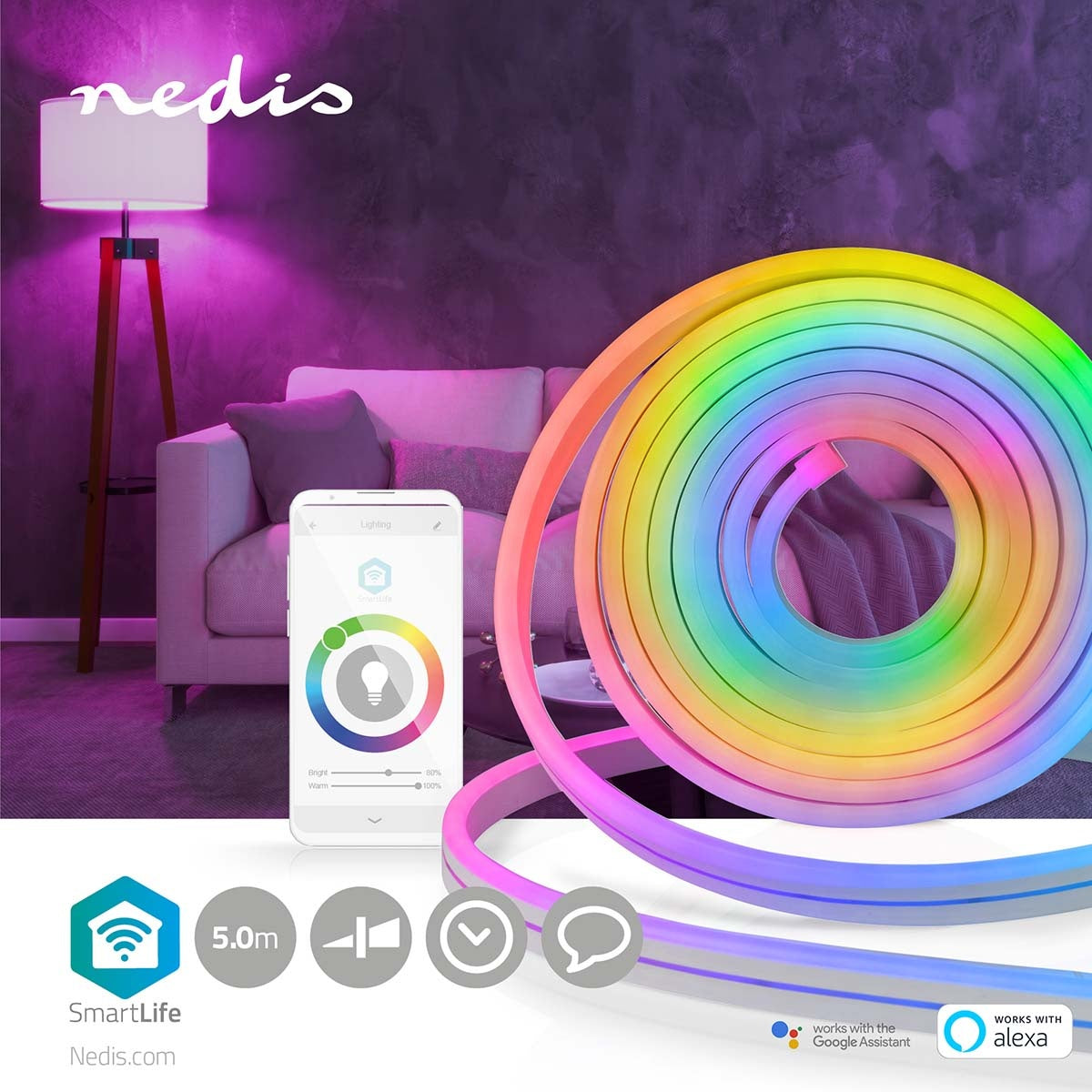 SmartLife LED Strip | Wi-Fi | Multicolored | SMD | 5.00 m | IP65 | 2700 K| 480 lm | Android™ / IOS