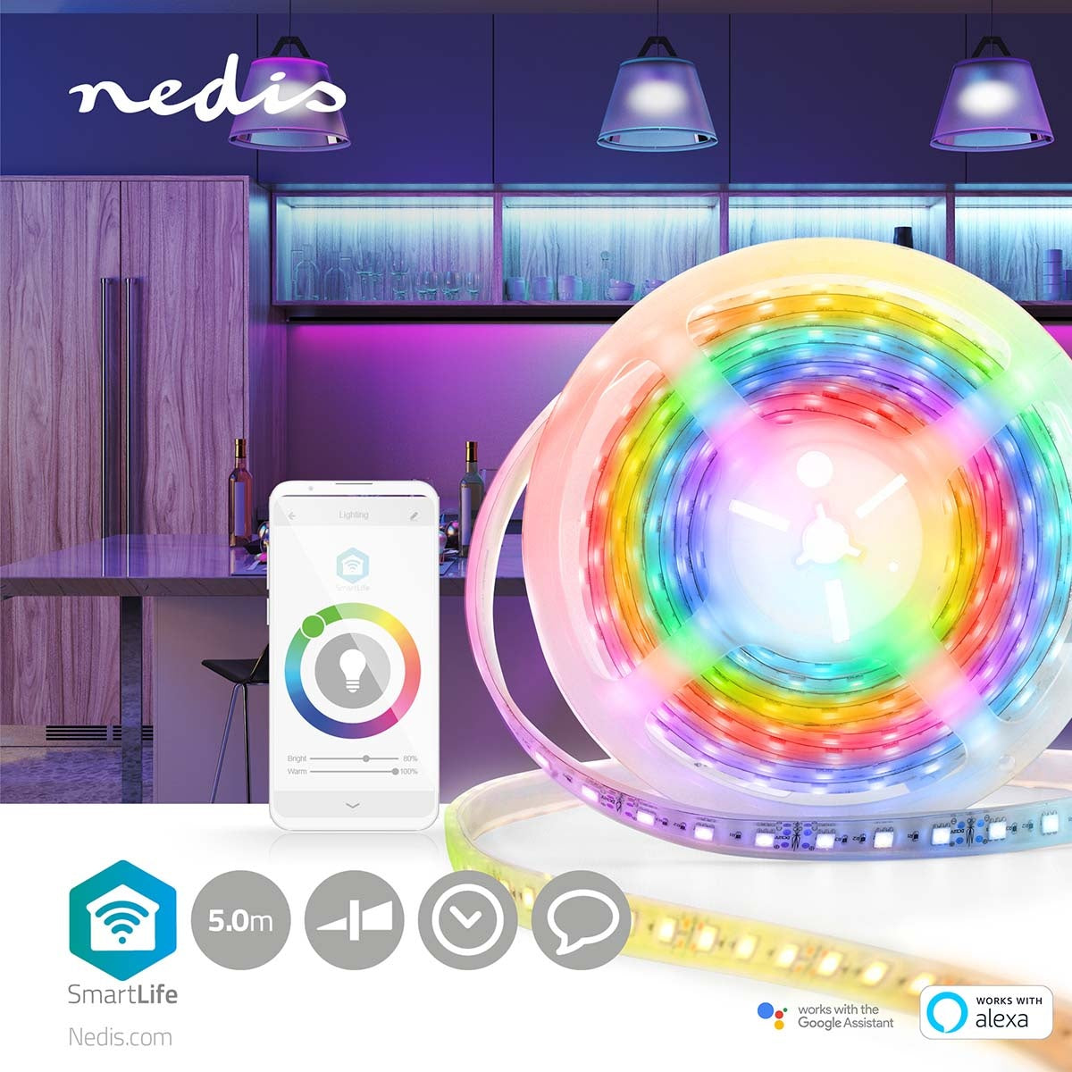 SmartLife LED Strip | Wi-Fi | Multicolored | SMD | 5.00 m | IP65 | 2700 K| 960 lm | Android™ / IOS