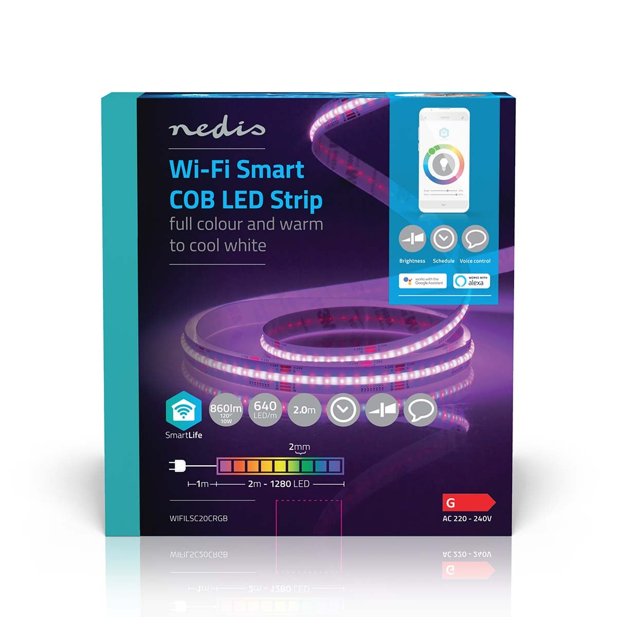 SmartLife LED Strip | Wi-Fi | RGB / Warm to cool white | COB | 2.00 m | IP20 | 2700 - 6500 K | 860 lm | Android™ / IOS