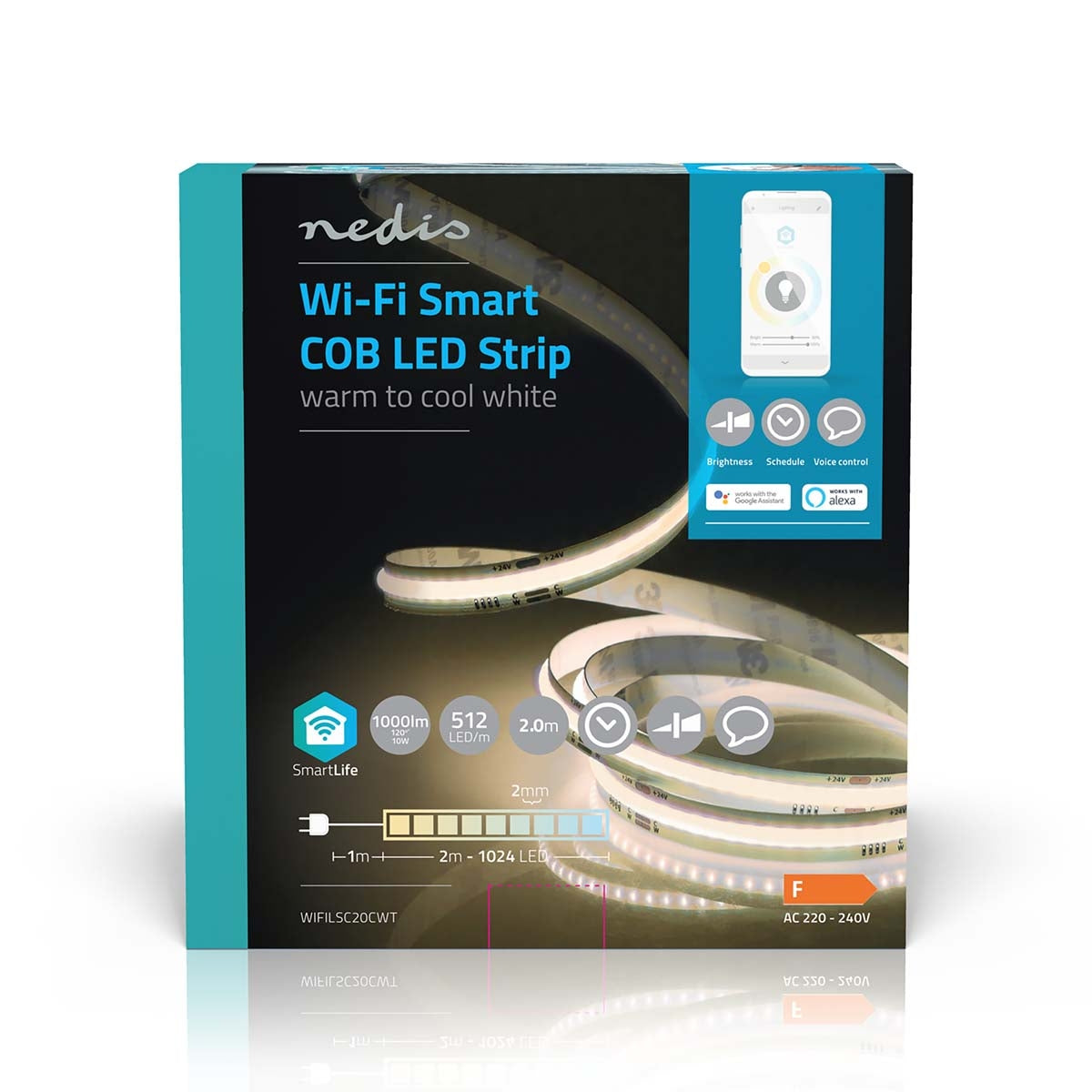 SmartLife LED Strip | Wi-Fi | Warm to cool white | COB | 2.00 m | IP20 | 2700 - 6500 K | 1000 lm | Android™ / IOS