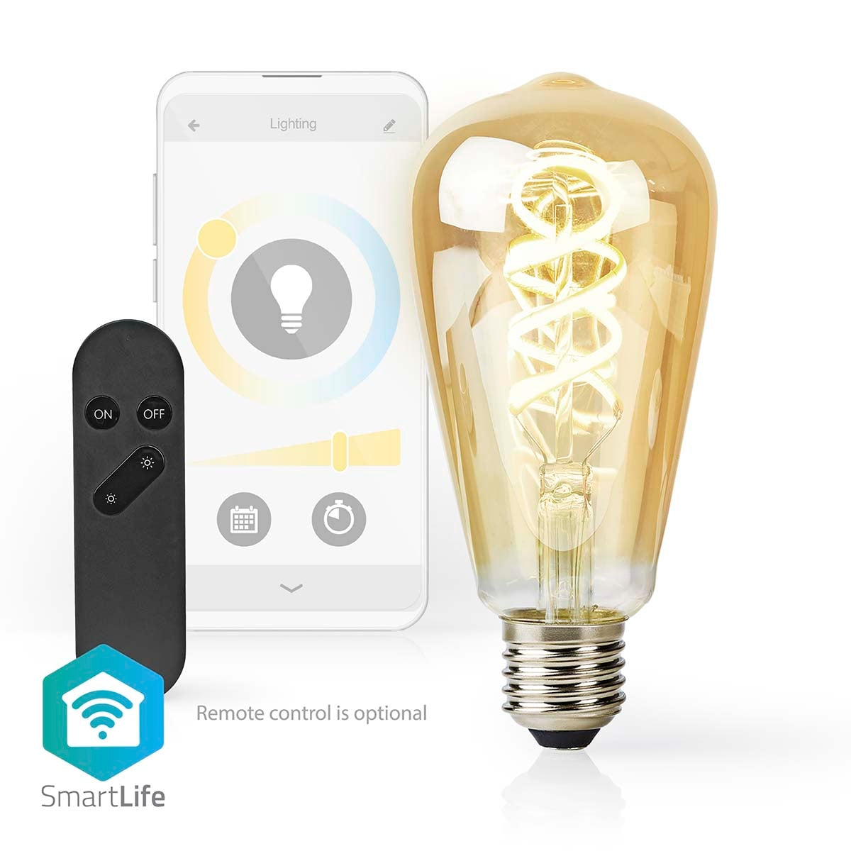 SmartLife LED vintage lamp | Wi-Fi | E27 | 360 lm | 4.9 W| Warm to cool white | 1800 - 6500 K | Glass | Android™ / IOS | ST64 | 1 pc.