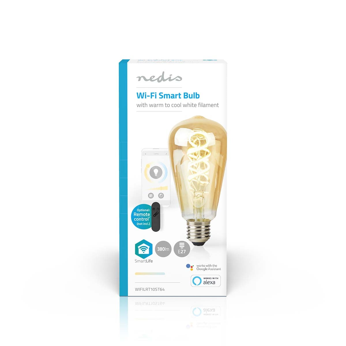 SmartLife LED vintage lamp | Wi-Fi | E27 | 360 lm | 4.9 W| Warm to cool white | 1800 - 6500 K | Glass | Android™ / IOS | ST64 | 1 pc.