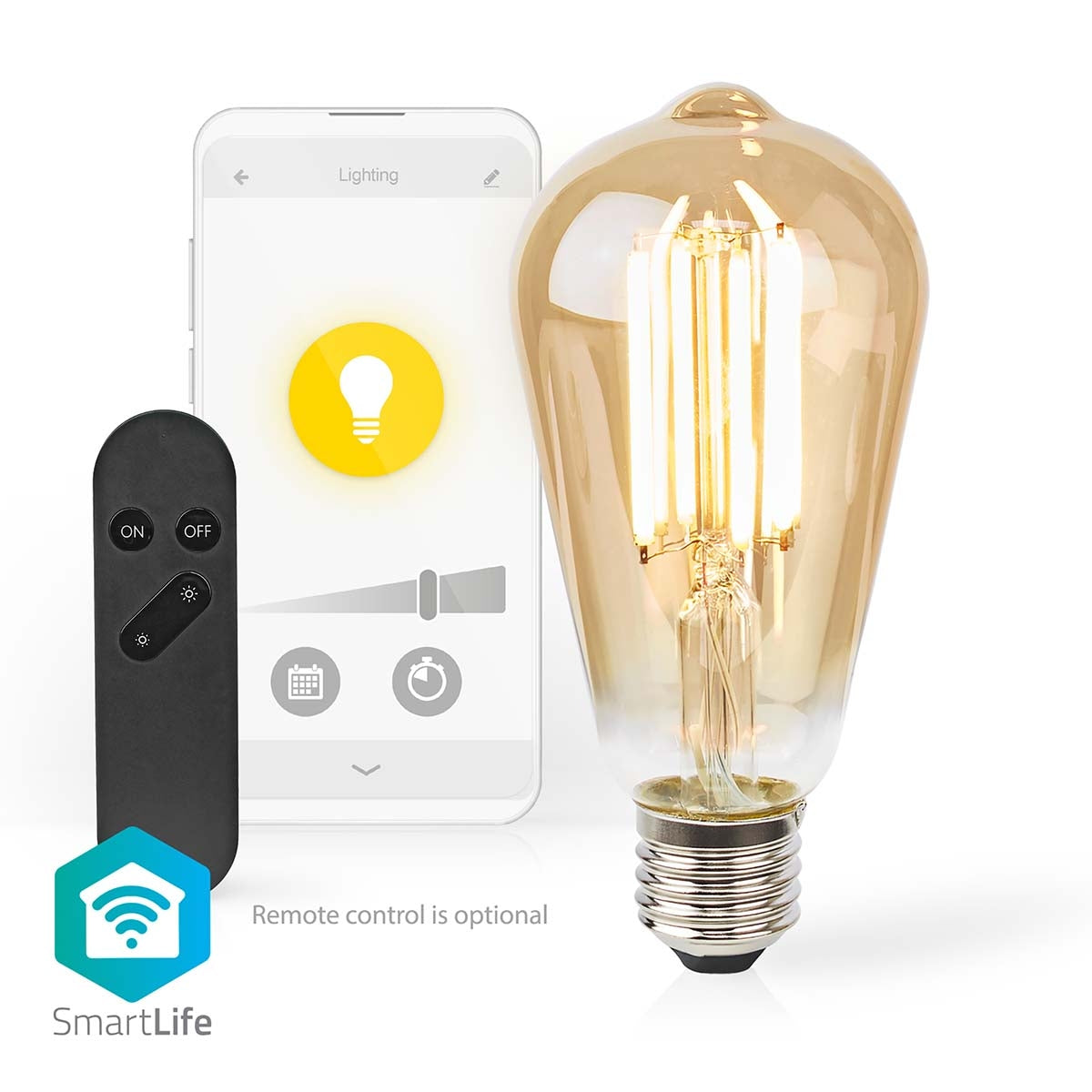 SmartLife LED vintage lamp | Wi-Fi | E27 | 806 lm | 7 W| Warm White | 1800 - 3000 K | Glass | Android™ / IOS | ST64 | 1 pc.