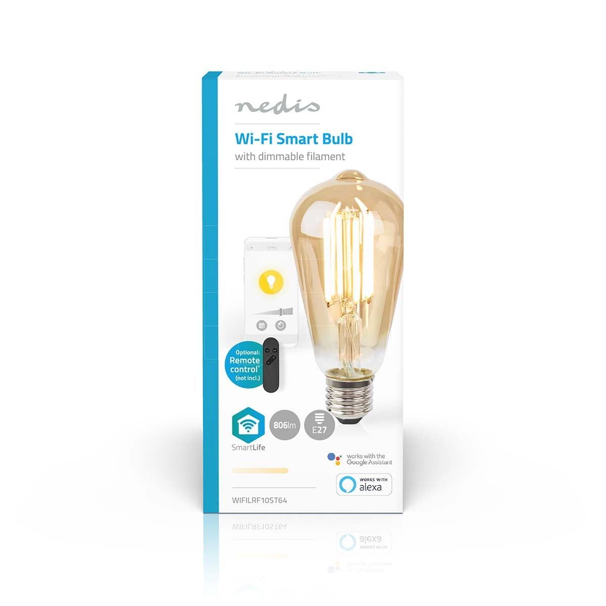 SmartLife LED vintage lamp | Wi-Fi | E27 | 806 lm | 7 W| Warm White | 1800 - 3000 K | Glass | Android™ / IOS | ST64 | 1 pc.