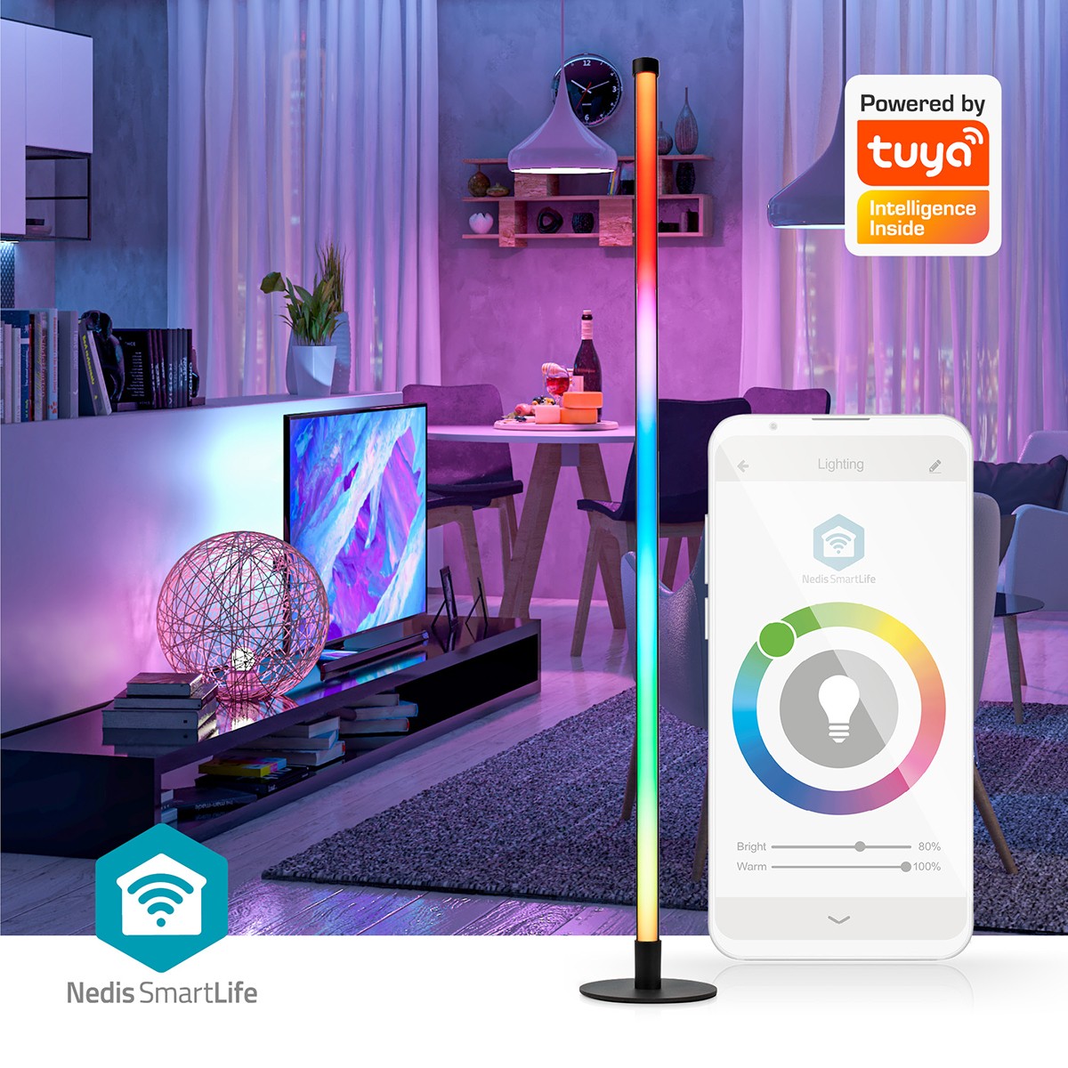 SmartLife Mood Light | Wi-Fi | Tube | 180 lm | RGBIC / Warm to Cool White | 2700 - 6500 K | 10 W | Metal / Silicone | 1 pcs