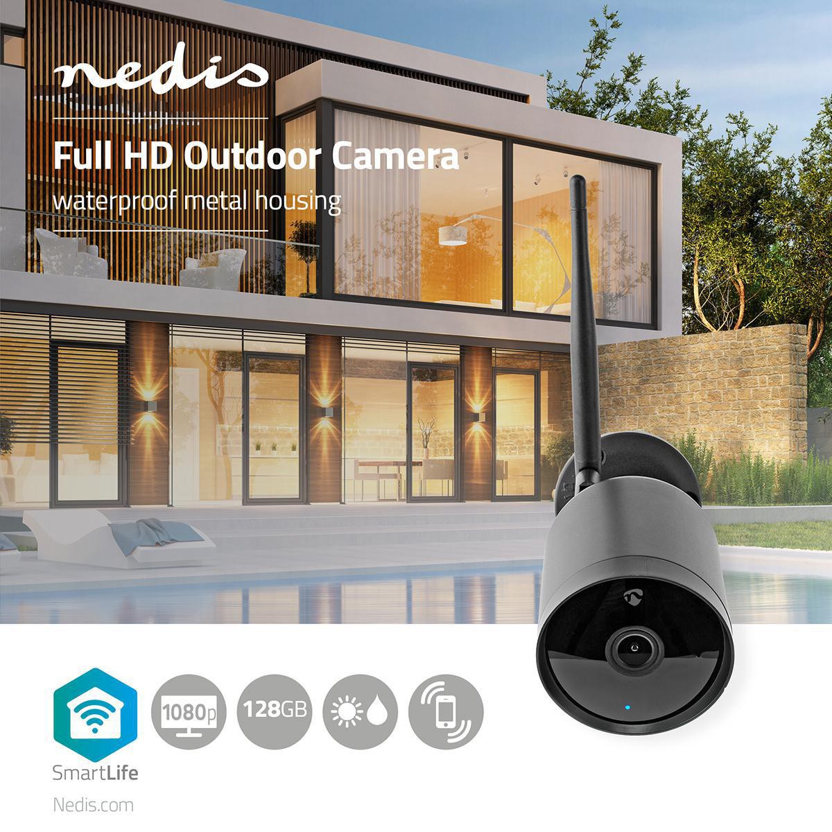 SmartLife Outdoor Camera | Wi-Fi | Full HD 1080p | IP65 | Cloud Storage (optional) / microSD (not included) | 12 V DC | With motion sensor | Night vision | Black