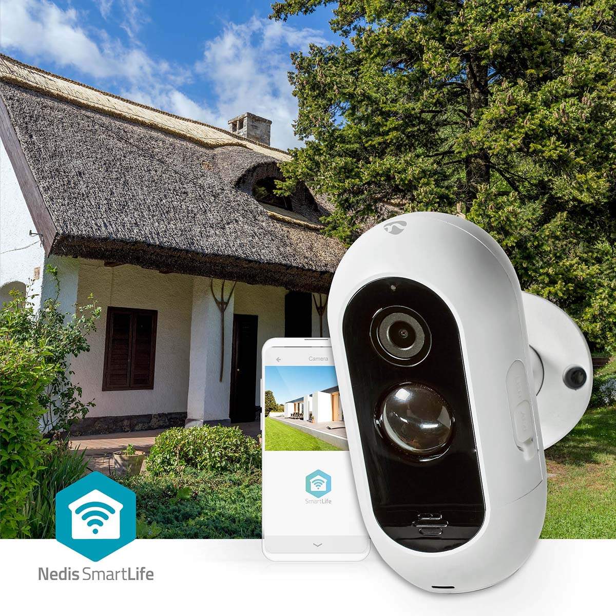 SmartLife Outdoor Camera | Wi-Fi | Full HD 1080p | IP65 | Max. battery life: 6 Months | Cloud Storage (optional) / microSD (not included) | 5 V DC | With motion sensor | Night vision | White