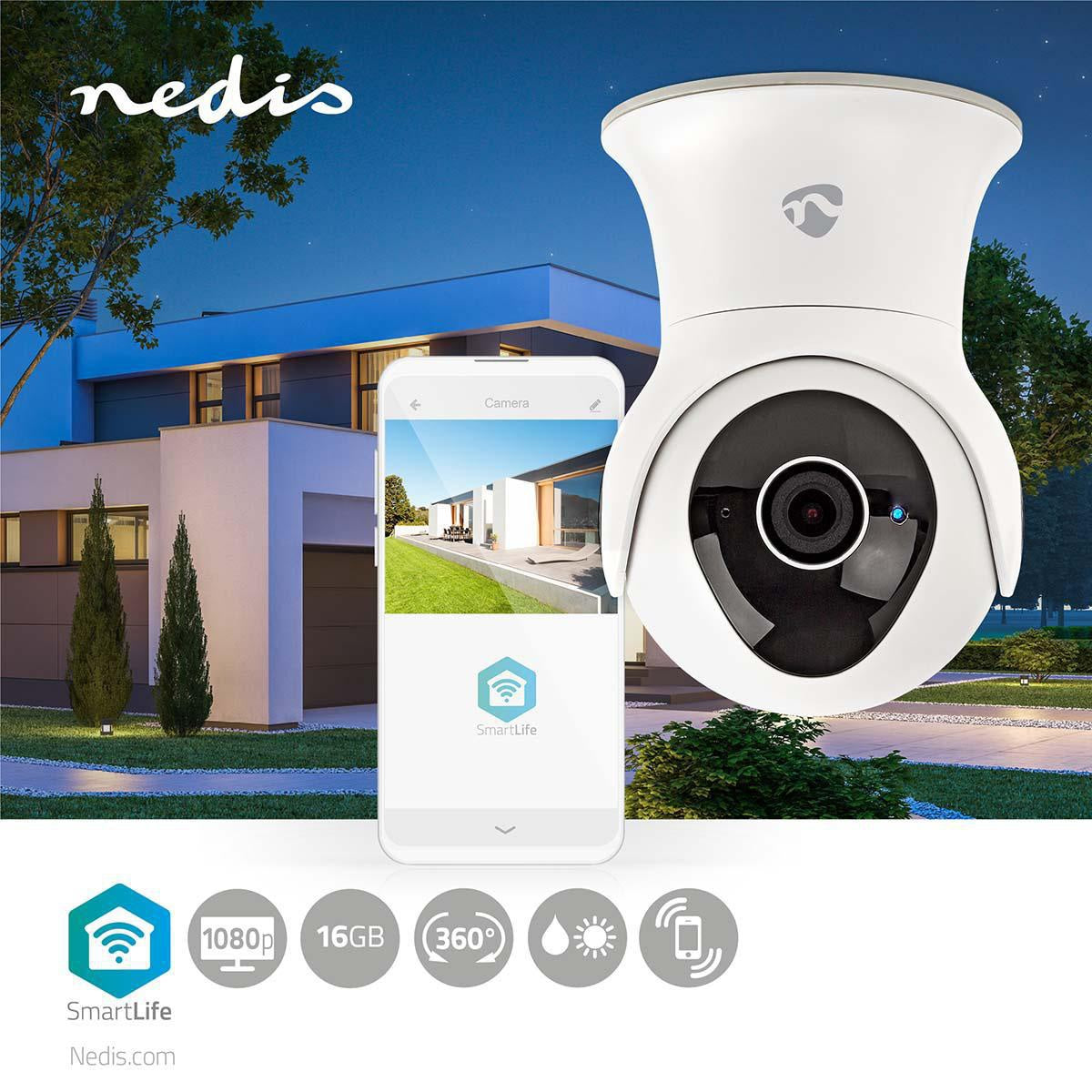 SmartLife Outdoor Camera | Wi-Fi | Full HD 1080p | Pan tilt | IP65 | Cloud Storage (optional) / Internal 16GB | 12 V DC | With motion sensor | Night vision | White