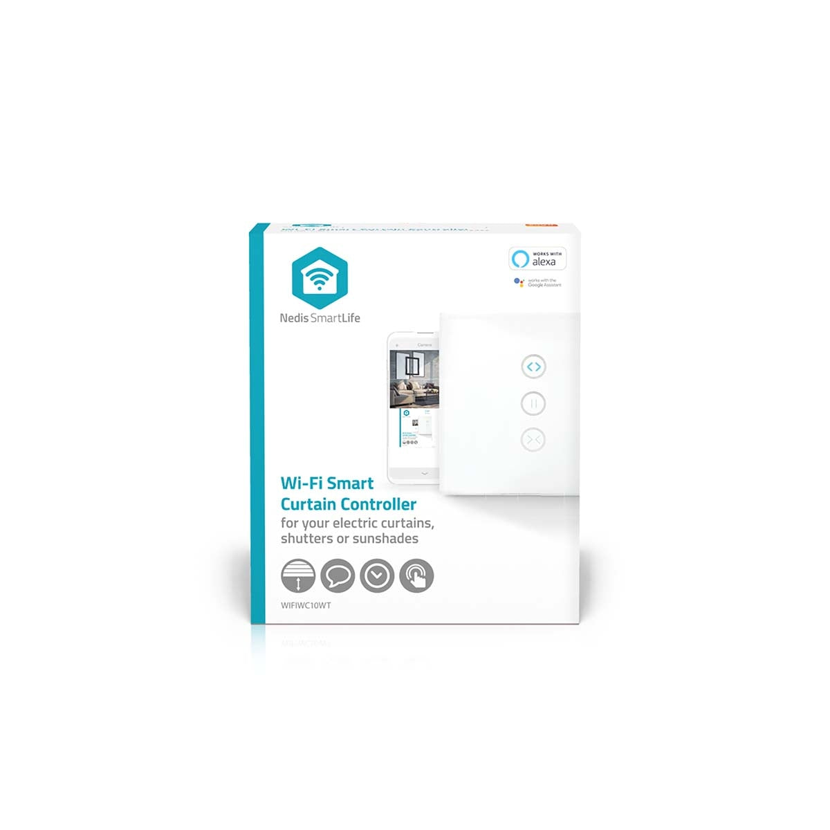 SmartLife Power Switch | Wi-Fi | Parasol / Curtain / Shutter | Wall mount | 300 W | Android™ / IOS | Glass | White