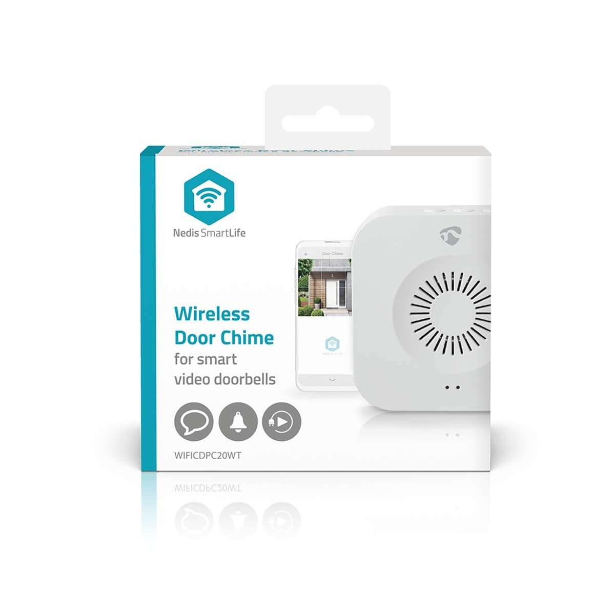 SmartLife Ring Clock | 433 MHz | Accessories for: WIFICDP10GY / WIFICDP30WT / WIFICDP40CWT | Battery powered / USB power | 4 Sound | 4.5 V DC / 5 V DC | Adjustable volume | White