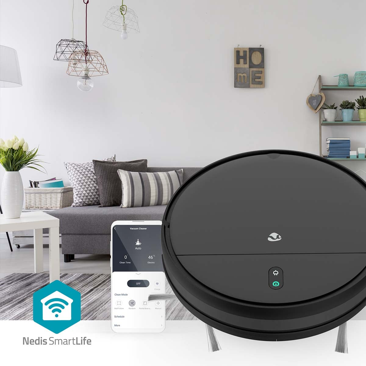 SmartLife Robot Vacuum Cleaner | Random | Wi-Fi | Capacity collection reservoir: 0.2 l | Automatic charging | Maximum operating time: 110 min | Black | Android™ / IOS