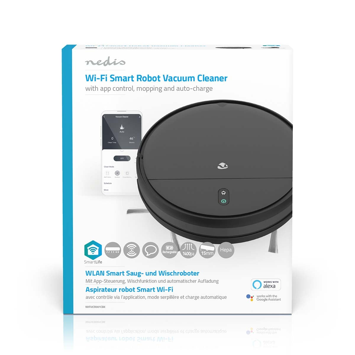 SmartLife Robot Vacuum Cleaner | Random | Wi-Fi | Capacity collection reservoir: 0.2 l | Automatic charging | Maximum operating time: 110 min | Black | Android™ / IOS
