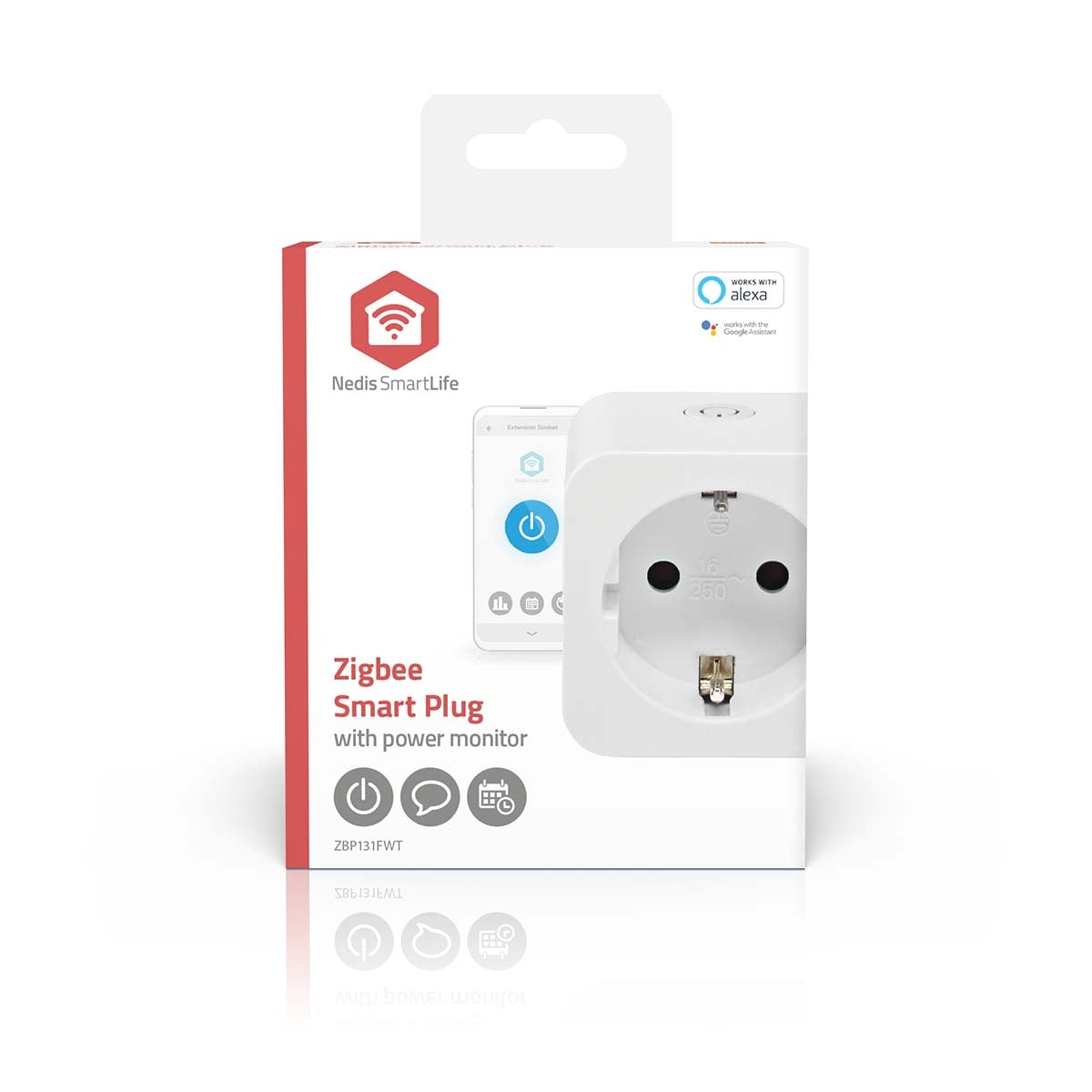SmartLife Smart Plug | Zigbee 3.0 | IP21 | Power meter | 3680 W | Hybrid (CEE 7/7) | 0 - 55 °C | Android™ / IOS | White | 1 pcs