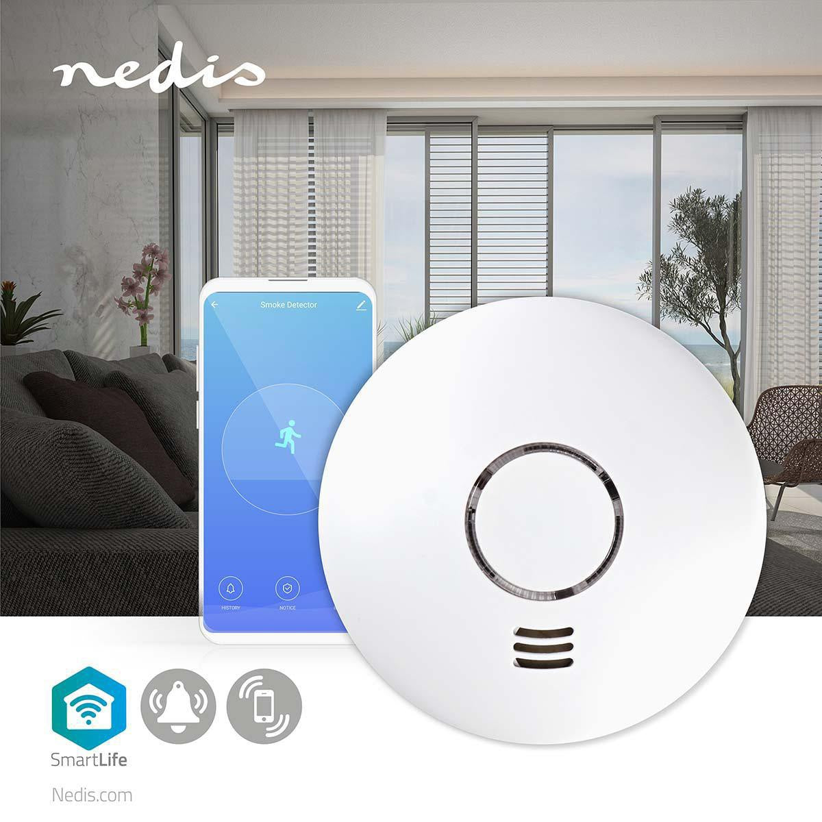 SmartLife Smoke Detector | Wi-Fi | Heat Sensor | Battery powered | Donor life cycle: 10 years | EN 14604 | Max. battery life: 24 months | 85 dB| White | 1 pc.