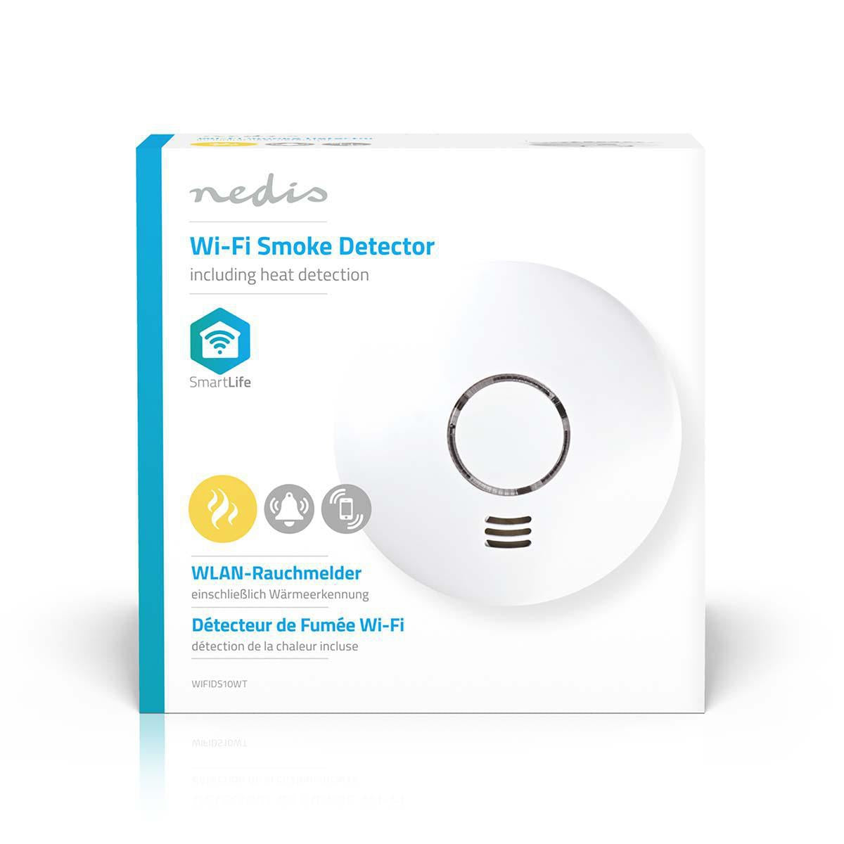 SmartLife Smoke Detector | Wi-Fi | Heat Sensor | Battery powered | Donor life cycle: 10 years | EN 14604 | Max. battery life: 24 months | 85 dB| White | 1 pc.