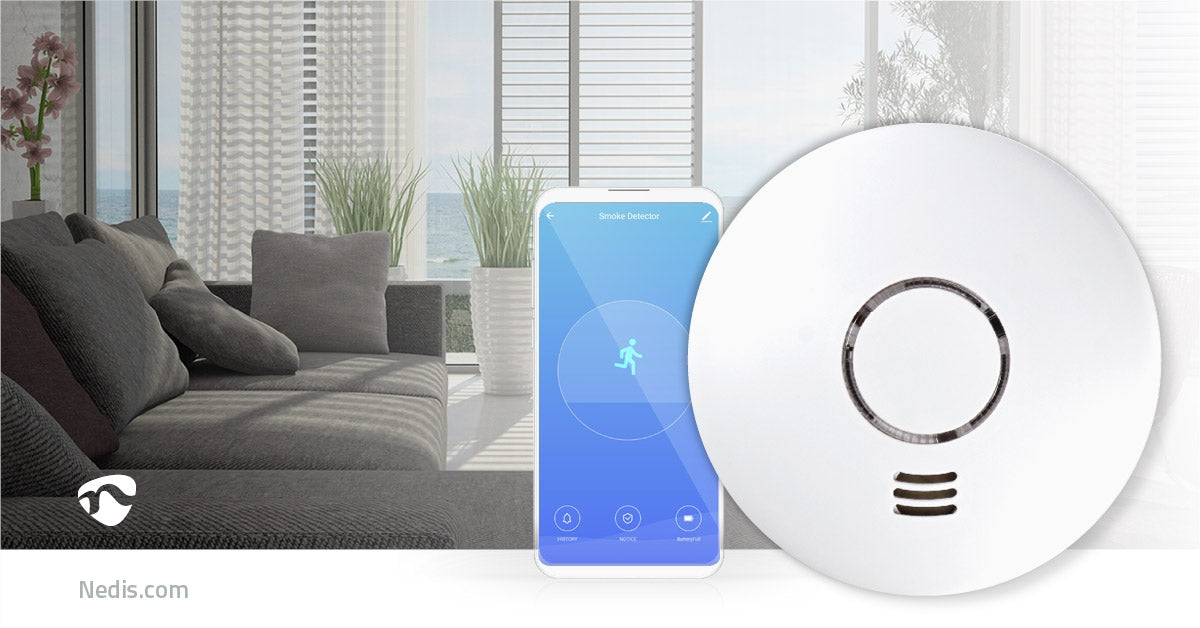 SmartLife Smoke Detector | Wi-Fi | Heat Sensor | Battery powered | Donor life cycle: 10 years | EN 14604 | Max. battery life: 24 months | 85 dB| White | 1 pc.