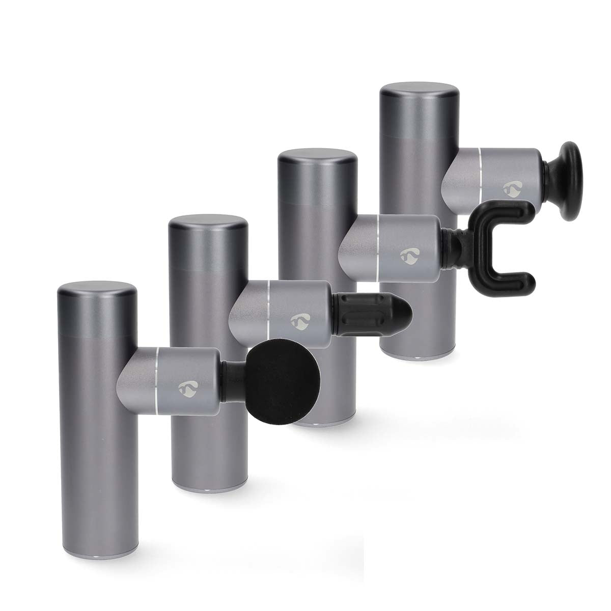 SmartLife Sports Massage Gun | Accu Powered | N/A | Rechargeable | 5 Massage Modes | Conical Head / Drawstring Bag / Flat Head / Spherical Head / U-shape Head | Dark Grey