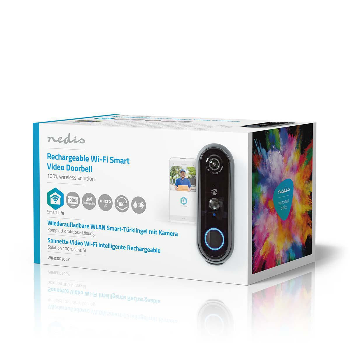 SmartLife Video Doorbell | Wi-Fi | Battery Powered | Full HD 1080p | Cloud Storage (optional) / microSD (not included) | IP54 | With motion sensor | Night vision | Grey