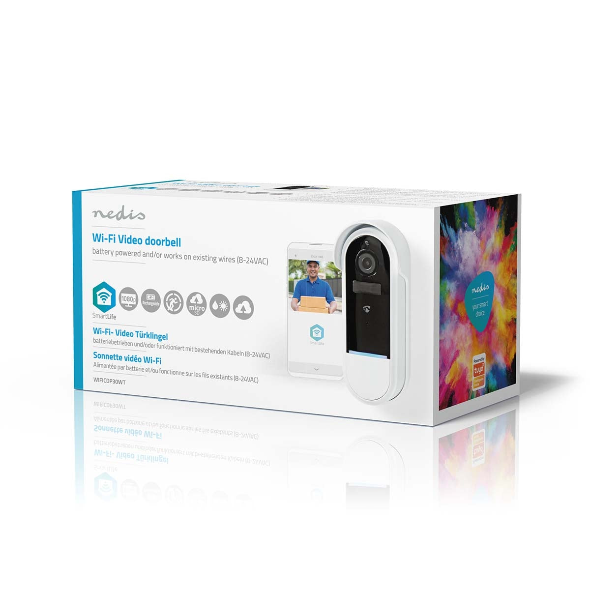 SmartLife Video Doorbell | Wi-Fi | Battery Powered / Transformer | Full HD 1080p | Cloud Storage (optional) / microSD (not included) | IP54 | With motion sensor | Night vision | White