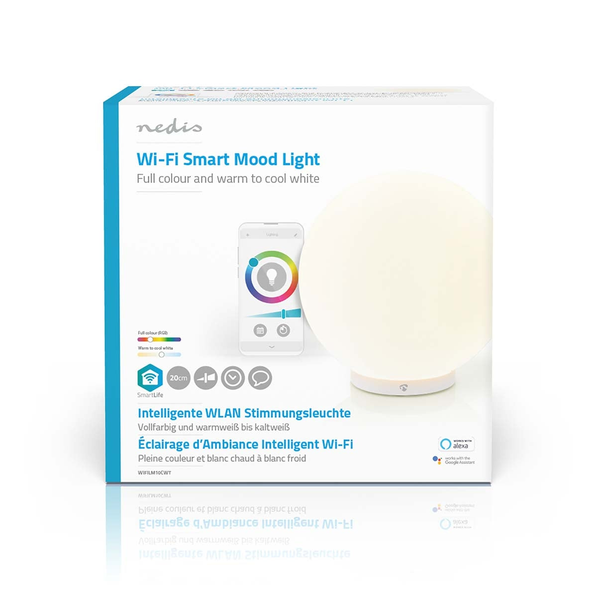 SmartLife mood lamp | Wi-Fi | Round | | 360 lm | RGB / Warm to cool white | 2700 - 6500 K | 5 W| Glass | 1 pc.