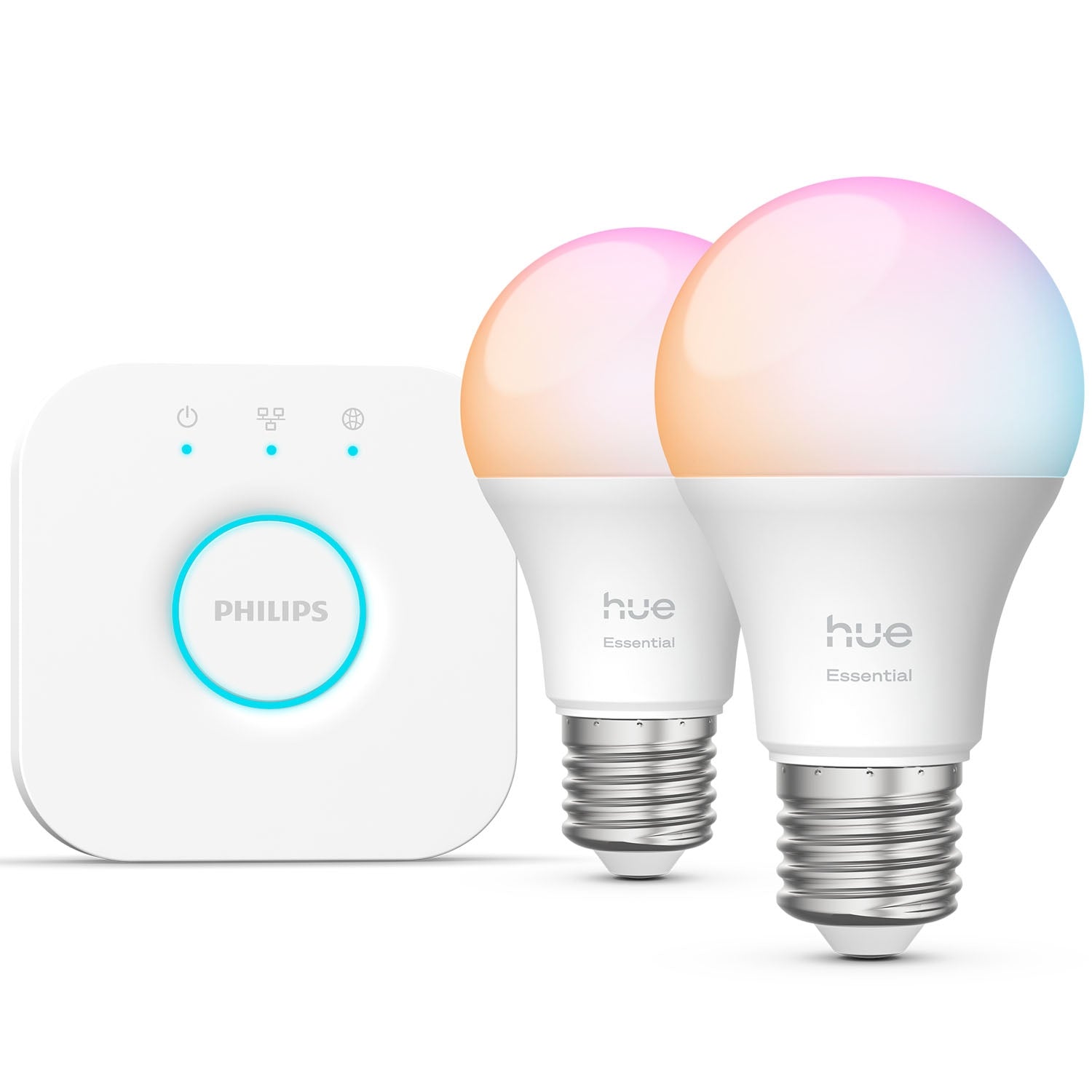 Smart Lighting Starter Kit, White & Color Ambiance, 2x E27 Bulbs + Bridge