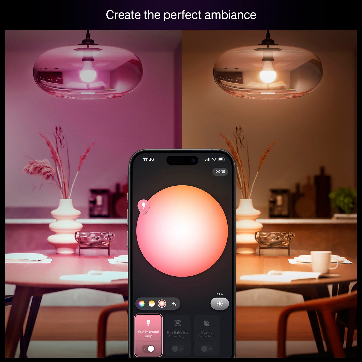 Smart Lighting Starter Kit, White & Color Ambiance, 2x E27 Bulbs + Bridge
