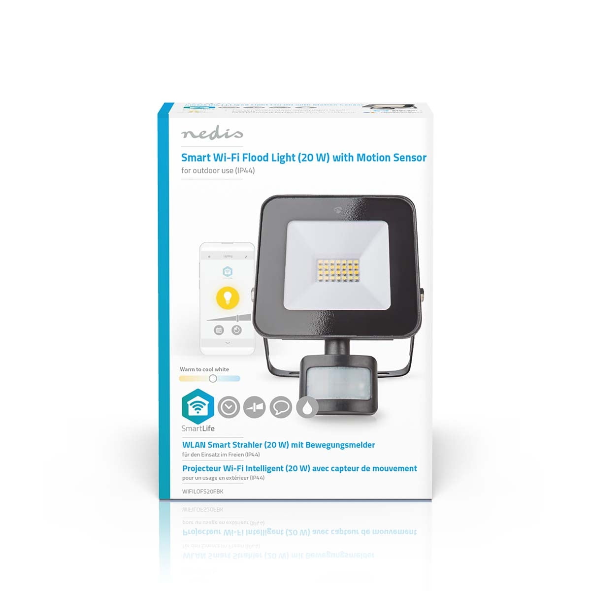 Smartlife outdoor light | Motion sensor | 1500 lm | Wi-Fi | 20 W| White Dimmable | 3000 - 6500 K| Aluminum | Android™ / IOS