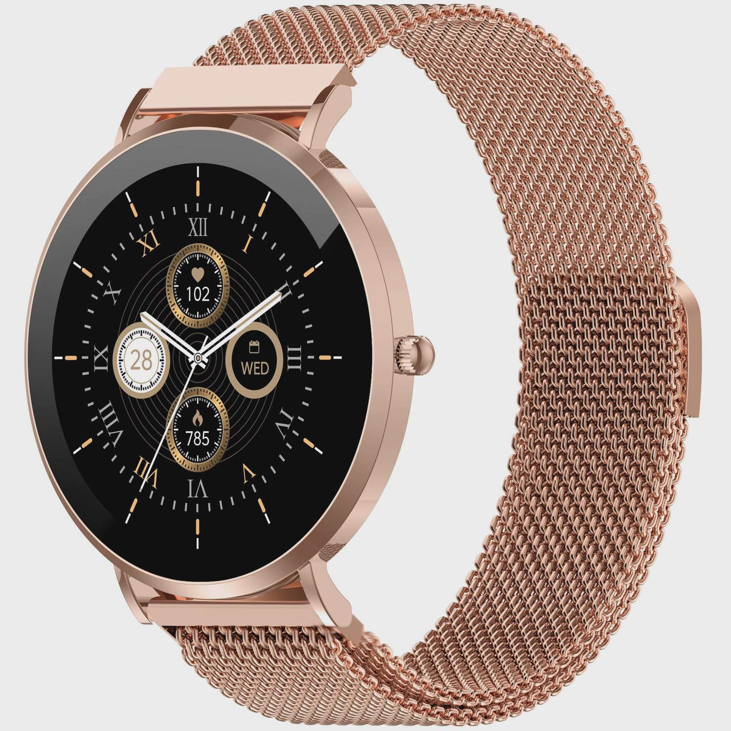 Smartwatch with AMOLED Display, Health Sensors, Rose Gold